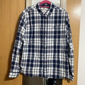 Roebuck & Co. Size XL long sleeve button up plaid blue and white western shirt
